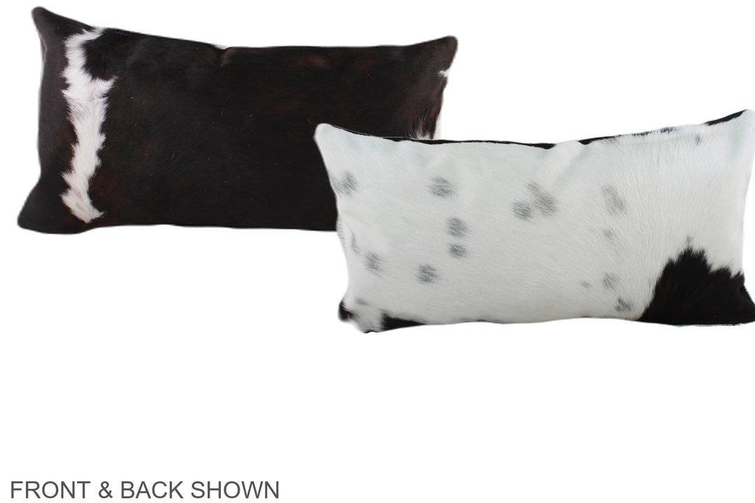 Black and White 12"x22" Brazilian Cowhide Pillow #A39456 by Hudson Hid