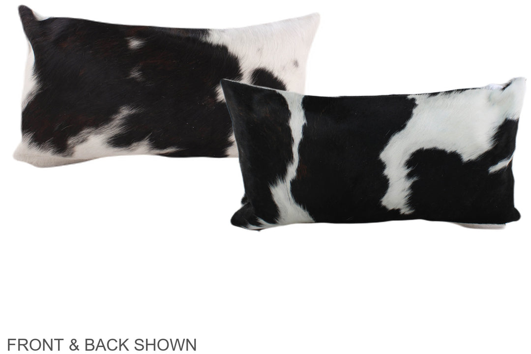 Black and White 12"x22" Brazilian Cowhide Pillow #A39501 by Hudson Hid