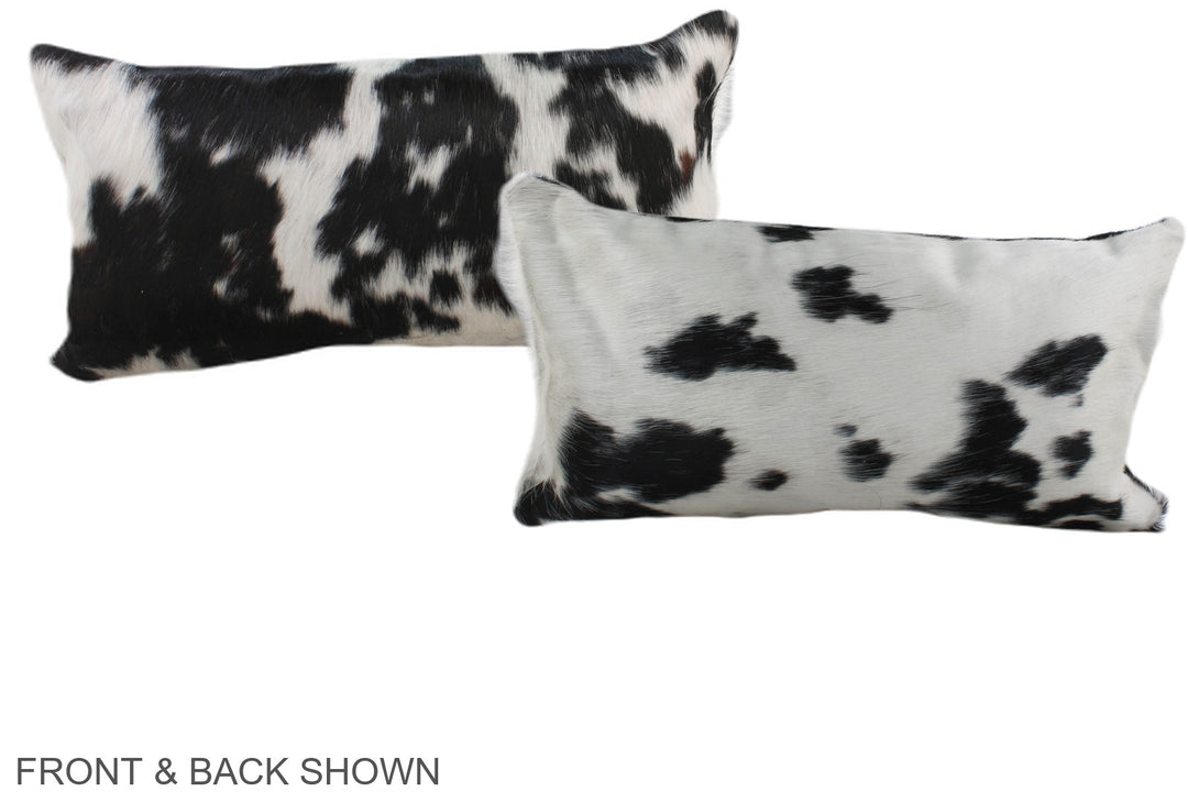 Black and White 12"x22" Brazilian Cowhide Pillow #A39517 by Hudson Hid