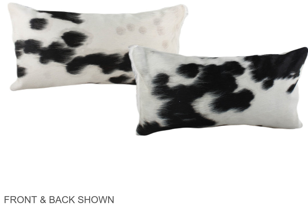 Black and White 12"x22" Brazilian Cowhide Pillow #A39613 by Hudson Hid