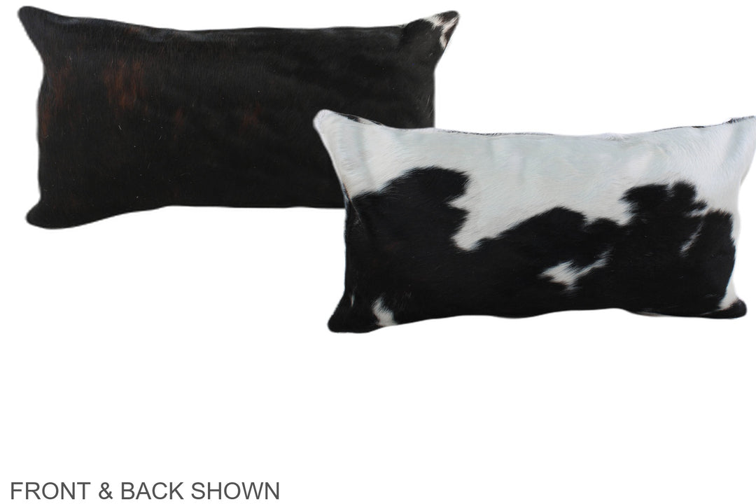 Black and White 12"x22" Brazilian Cowhide Pillow #A39692 by Hudson Hid