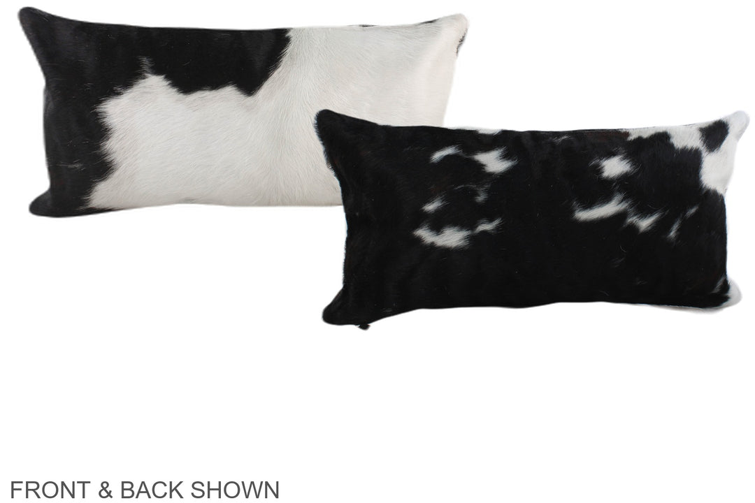 Black and White 12"x22" Brazilian Cowhide Pillow #A39720 by Hudson Hid