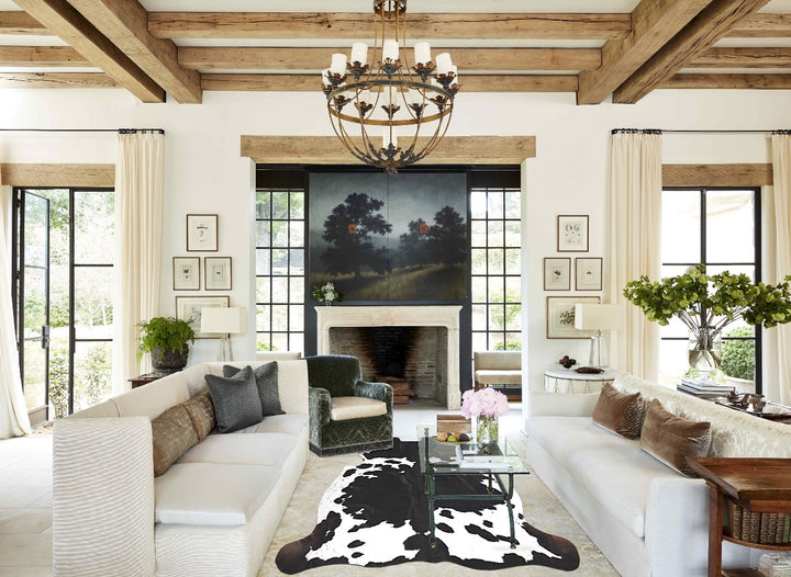 Black and White X-Large European Cowhide Rug 6'5"H x 6'9"W #A39757 by Hudson Hides