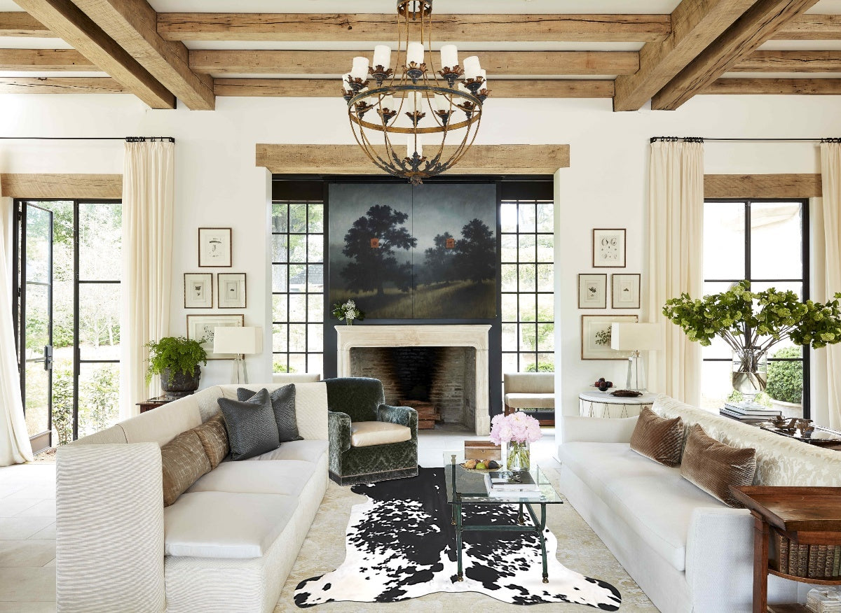 Black and White X-Large European Cowhide Rug 7'3"H x 6'4"W #A39797 by Hudson Hides