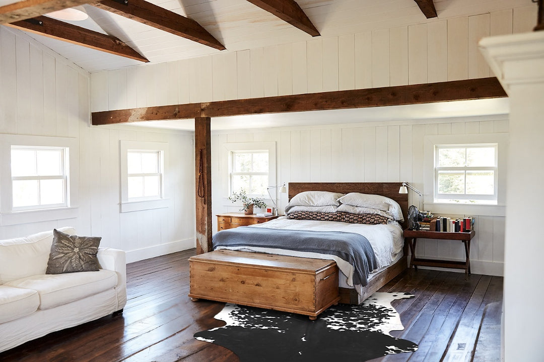 Black and White X-Large European Cowhide Rug 7'3"H x 6'4"W #A39797 by 