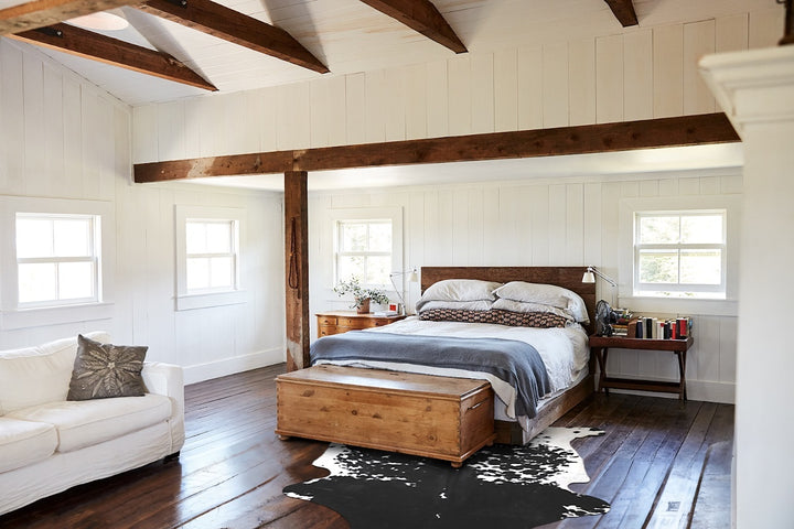 Black and White X-Large European Cowhide Rug 7'3"H x 6'4"W #A39797 by Hudson Hides