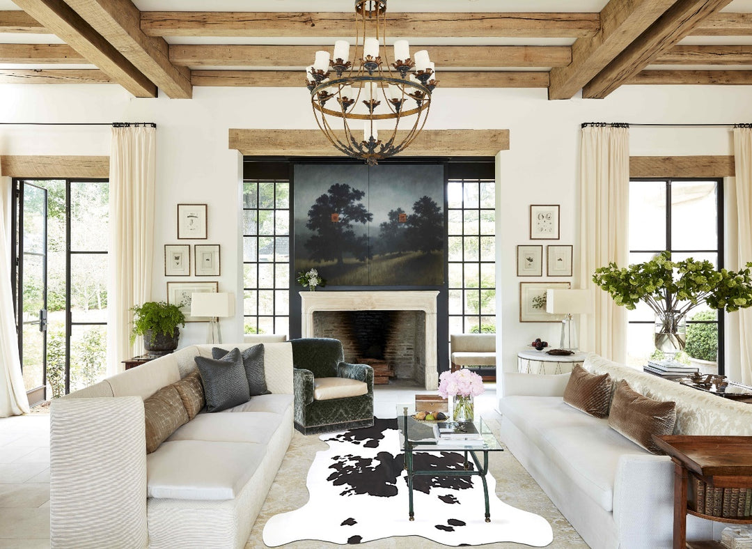 Black and White X-Large European Cowhide Rug 6'9"H x 6'2"W #A39800 by 