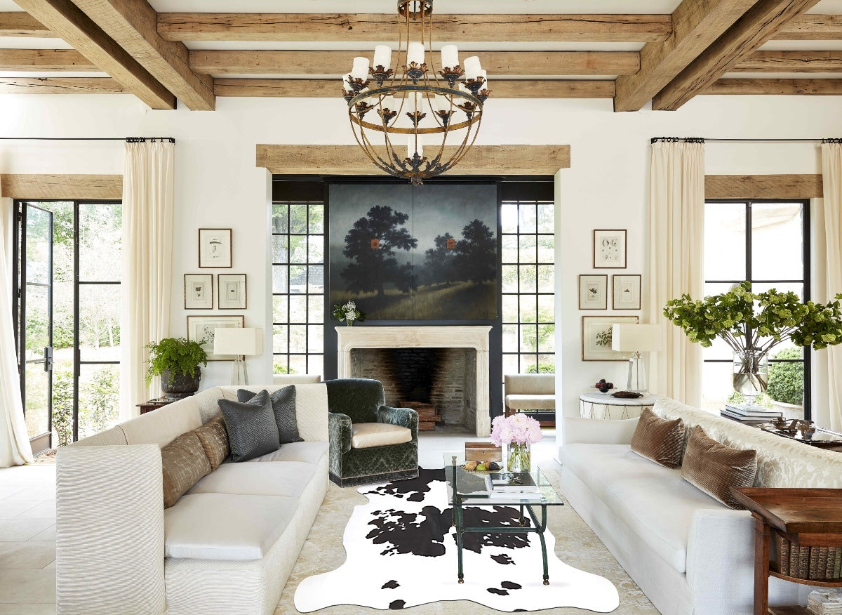 Black and White X-Large European Cowhide Rug 6'9"H x 6'2"W #A39800 by Hudson Hides