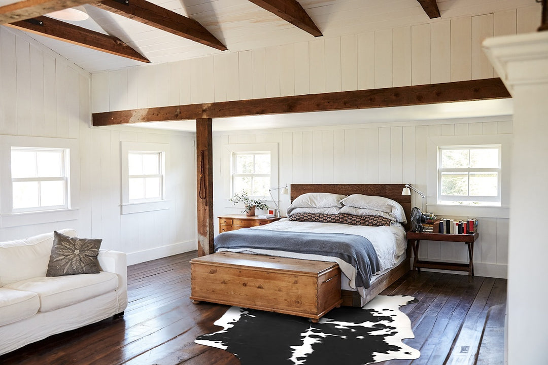 Black and White X-Large European Cowhide Rug 7'1"H x 6'7"W #A39810 by 