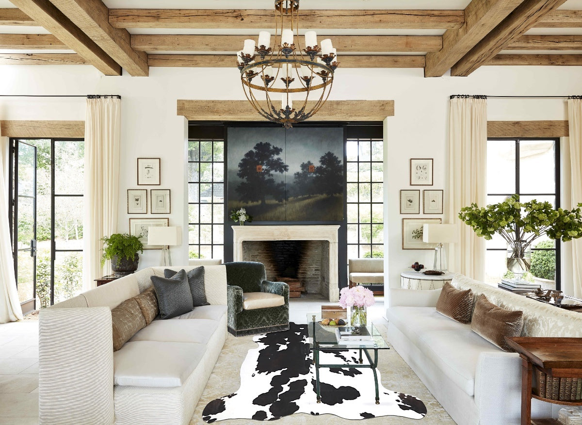Black and White X-Large European Cowhide Rug 6'8"H x 6'4"W #A39815 by Hudson Hides
