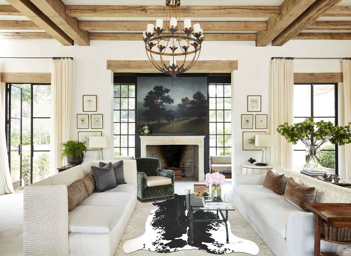 Black and White X-Large European Cowhide Rug 6'11"H x 6'6"W #A39838 by Hudson Hides