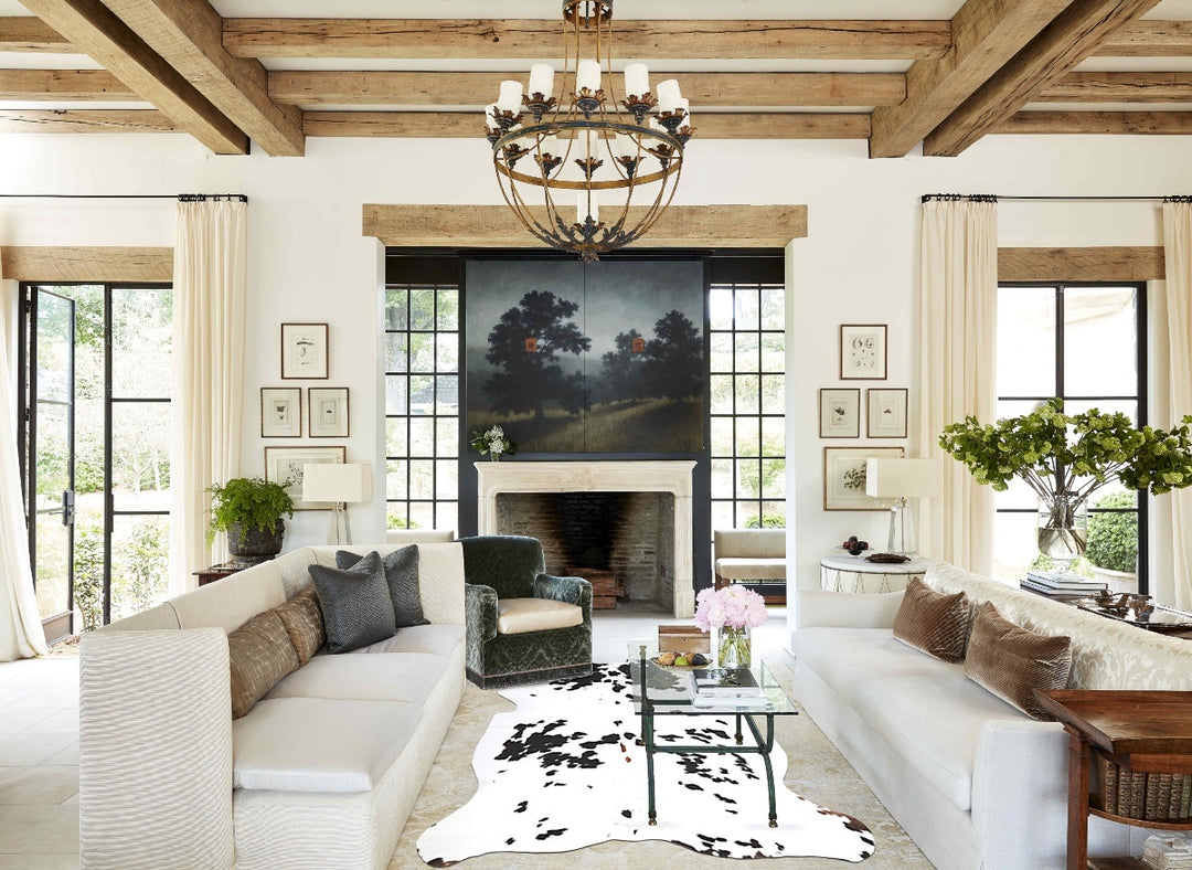 Black and White X-Large European Cowhide Rug 7'4"H x 5'9"W #A39839 by 