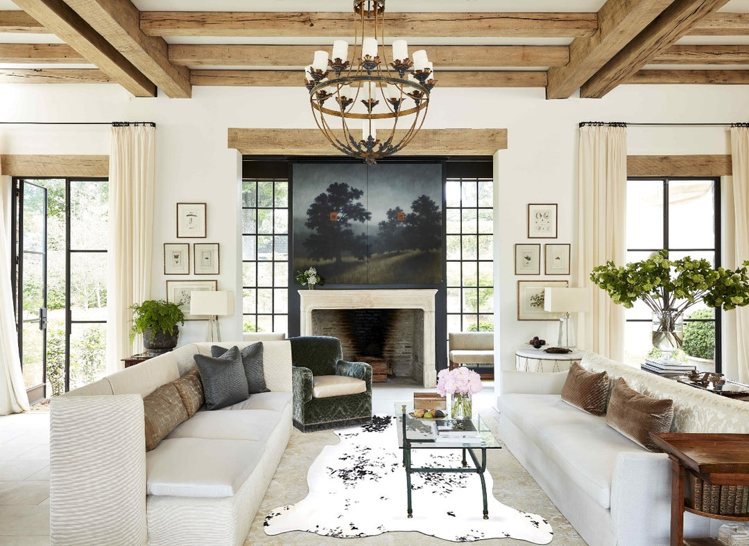 Black and White X-Large European Cowhide Rug 7'2"H x 6'8"W #A39856 by 