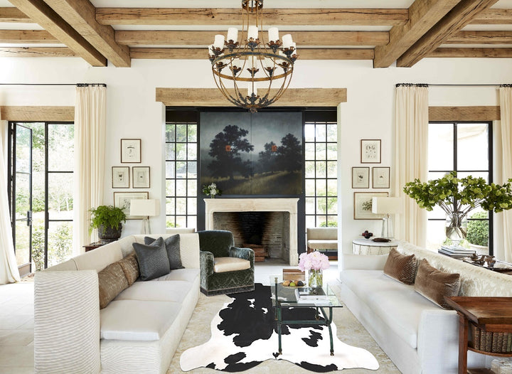 Black and White X-Large European Cowhide Rug 6'10"H x 7'1"W #A39866 by Hudson Hides