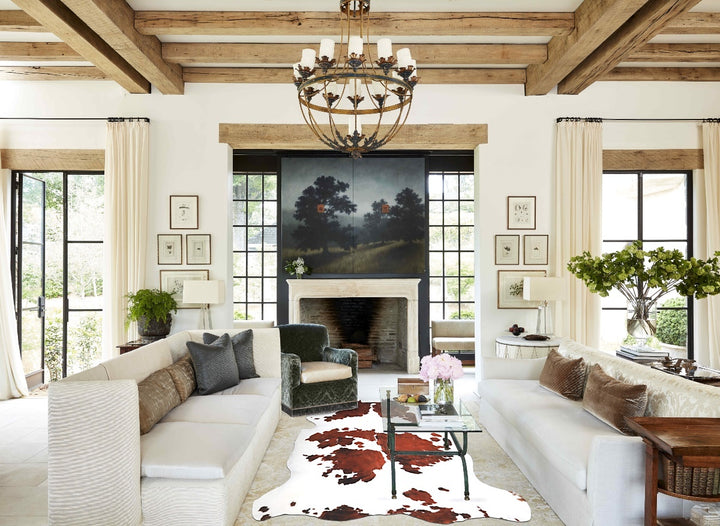 Tricolor X-Large European Cowhide Rug 6'10"H x 7'1"W #A40013 by Hudson Hides