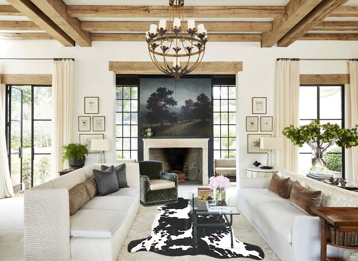 Black and White X-Large European Cowhide Rug 6'6"H x 6'5"W #A40033 by Hudson Hides