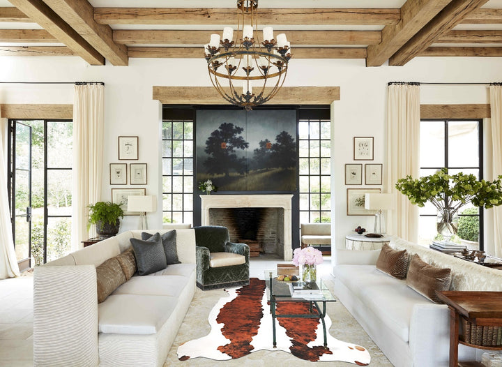 Tricolor X-Large European Cowhide Rug 7'0"H x 6'10"W #A40041 by Hudson Hides