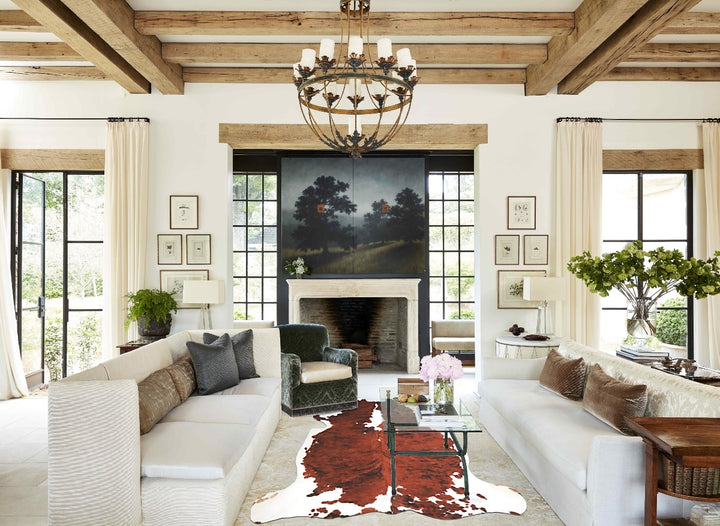 Tricolor X-Large European Cowhide Rug 6'8"H x 6'8"W #A40044 by Hudson Hides