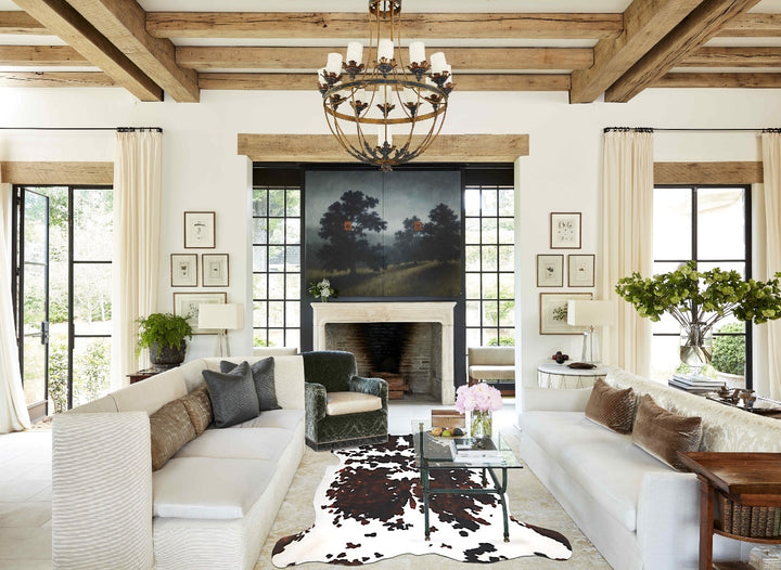 Tricolor X-Large European Cowhide Rug 6'11"H x 6'7"W #A40050 by Hudson Hides