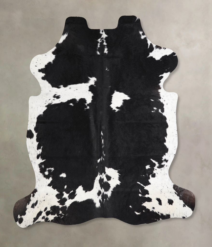 Black and White Large European Cowhide Rug 6'3"H x 5'10"W #A40056 by Hudson Hides
