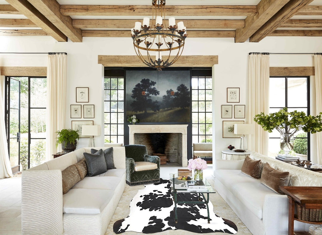 Black and White X-Large European Cowhide Rug 6'4"H x 6'6"W #A40057 by 