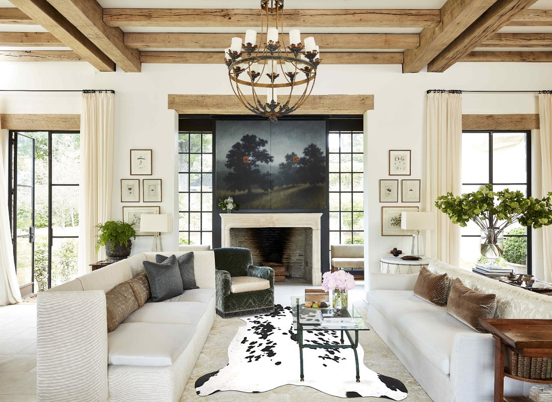 Black and White X-Large European Cowhide Rug 7'0"H x 6'7"W #A40204 by 