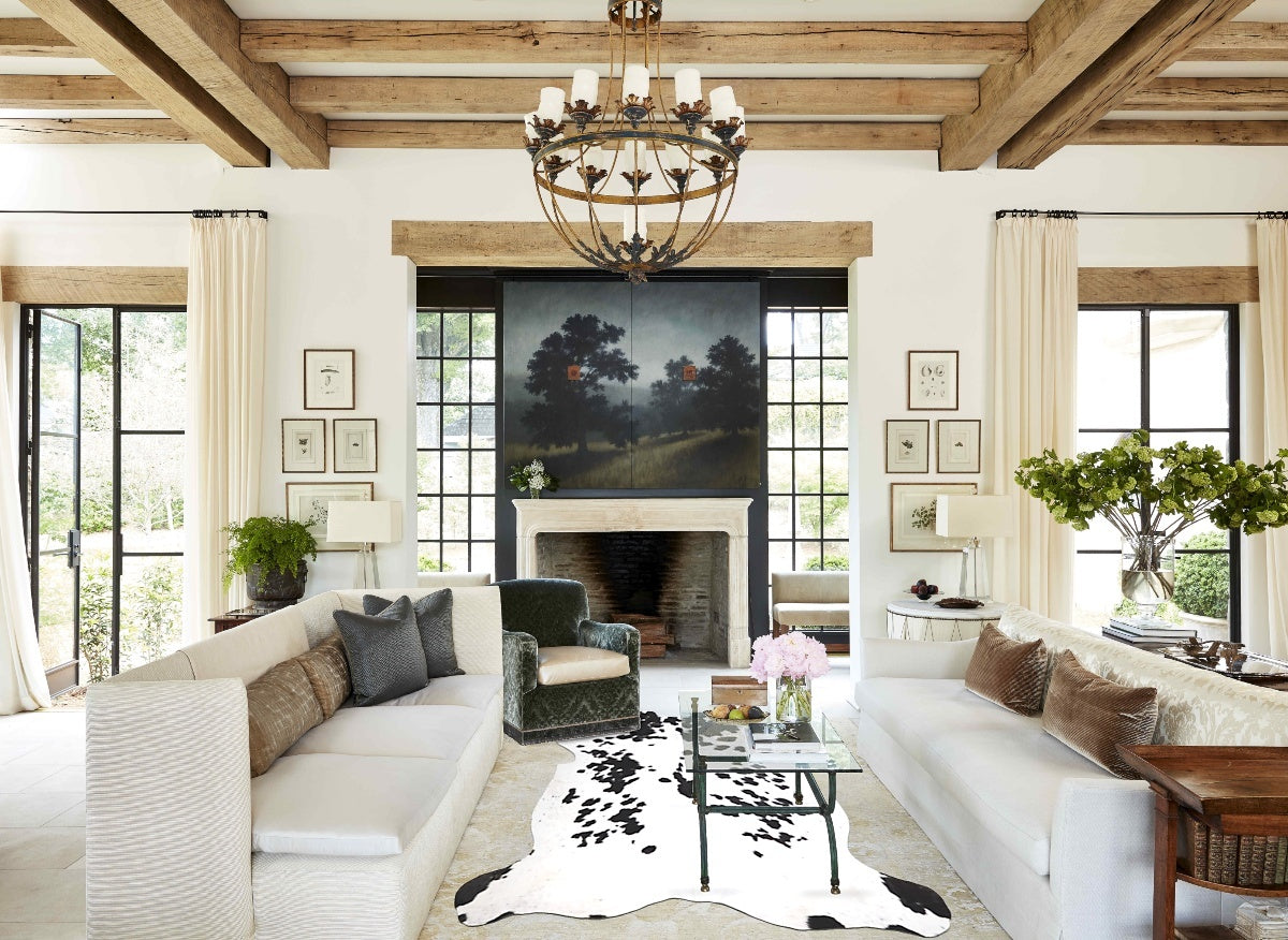 Black and White X-Large European Cowhide Rug 7'0"H x 6'7"W #A40204 by Hudson Hides