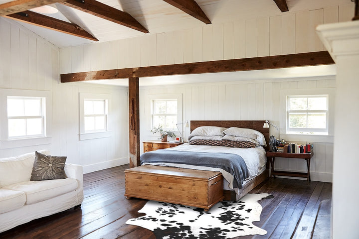 Black and White X-Large European Cowhide Rug 7'0"H x 6'7"W #A40204 by Hudson Hides