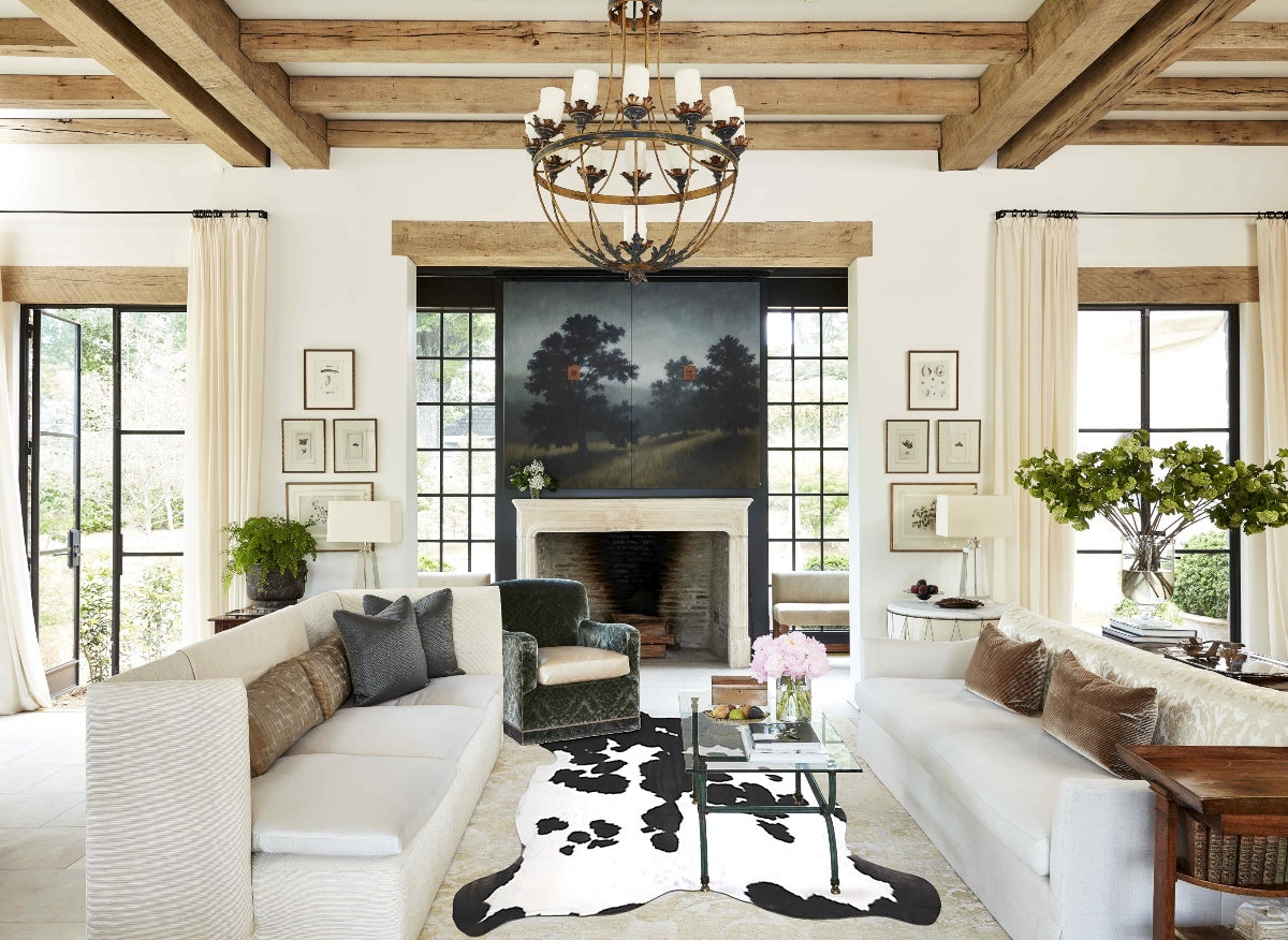 Black and White X-Large European Cowhide Rug 6'11"H x 6'8"W #A40206 by Hudson Hides