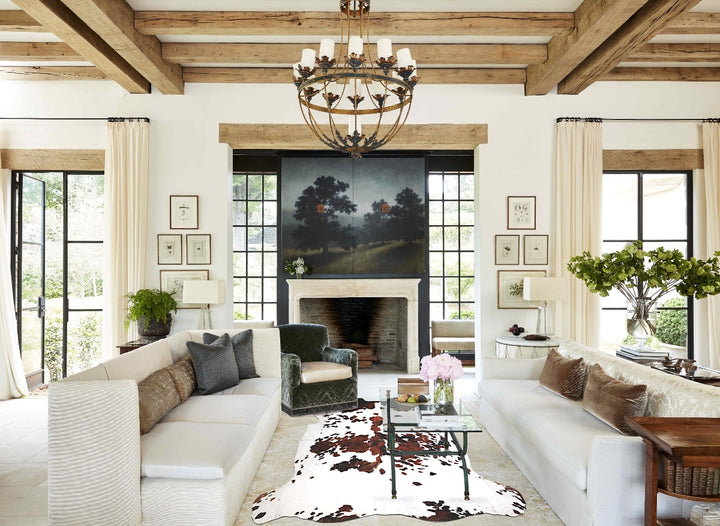 Tricolor X-Large European Cowhide Rug 6'11"H x 7'1"W #A40211 by Hudson Hides