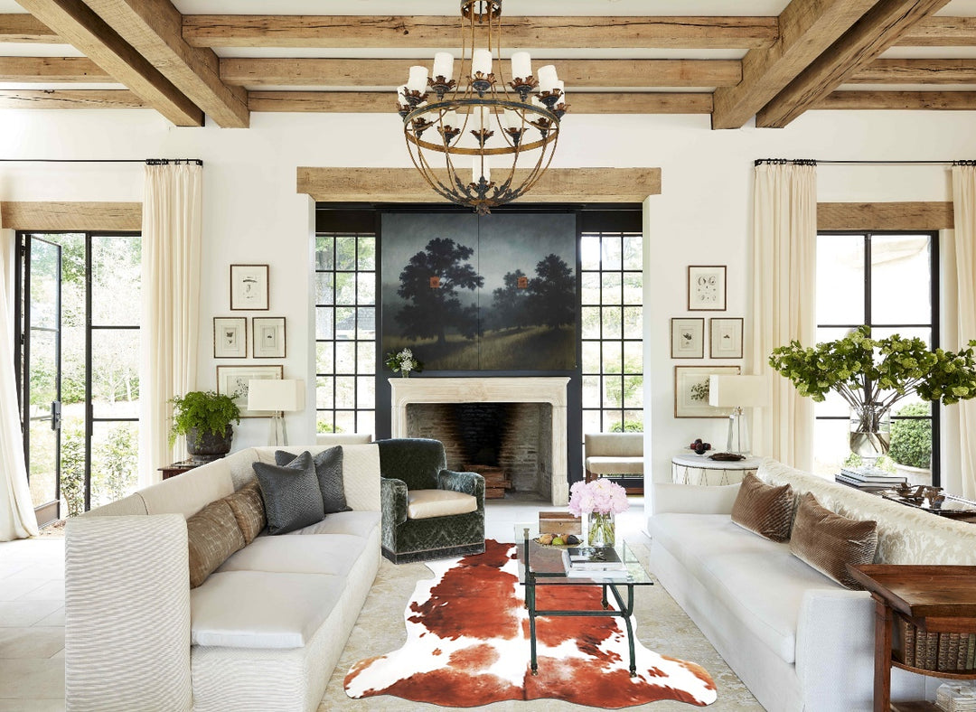 Tricolor X-Large European Cowhide Rug 6'6"H x 6'5"W #A40219 by Hudson 