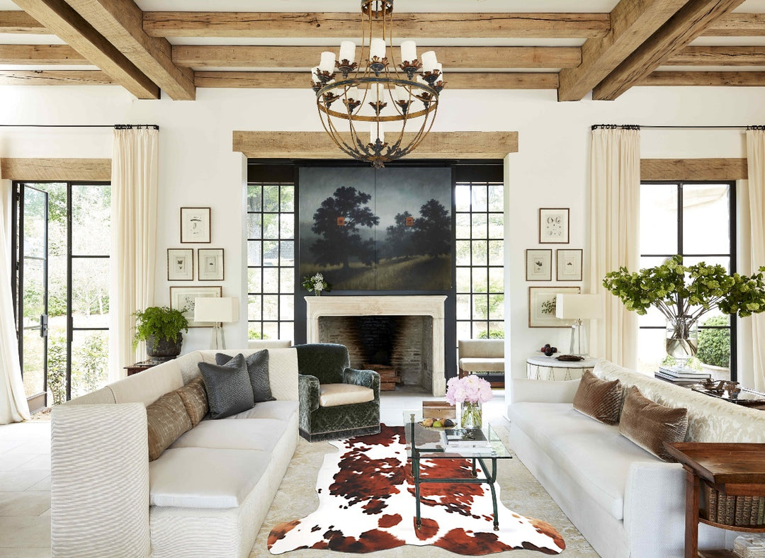 Tricolor X-Large European Cowhide Rug 6'5"H x 6'5"W #A40221 by Hudson 