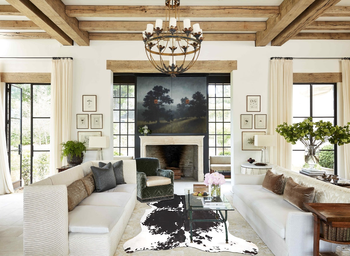 Black and White X-Large European Cowhide Rug 7'3"H x 6'0"W #A40222 by Hudson Hides