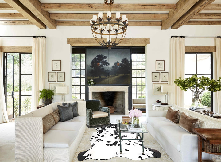 Black and White X-Large European Cowhide Rug 6'6"H x 6'3"W #A40235 by Hudson Hides