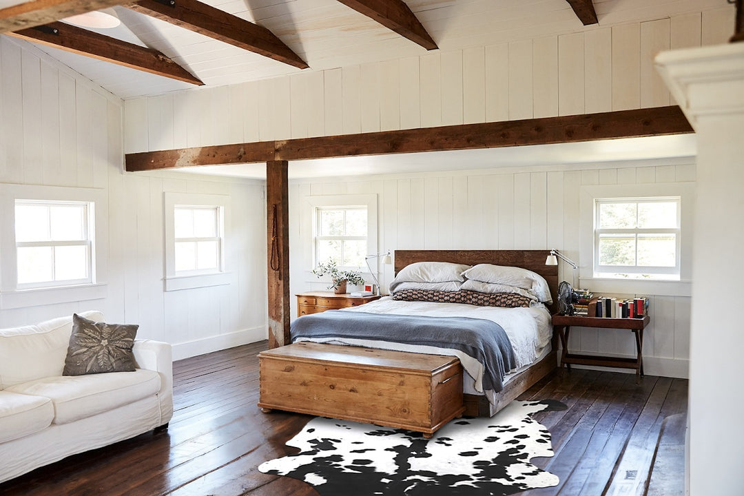 Black and White X-Large European Cowhide Rug 6'6"H x 6'3"W #A40235 by 