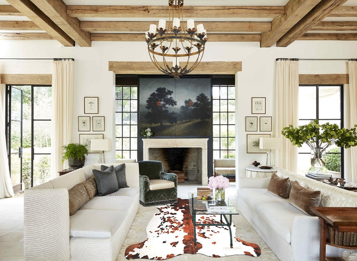 Tricolor X-Large European Cowhide Rug 7'1"H x 6'7"W #A40238 by Hudson Hides