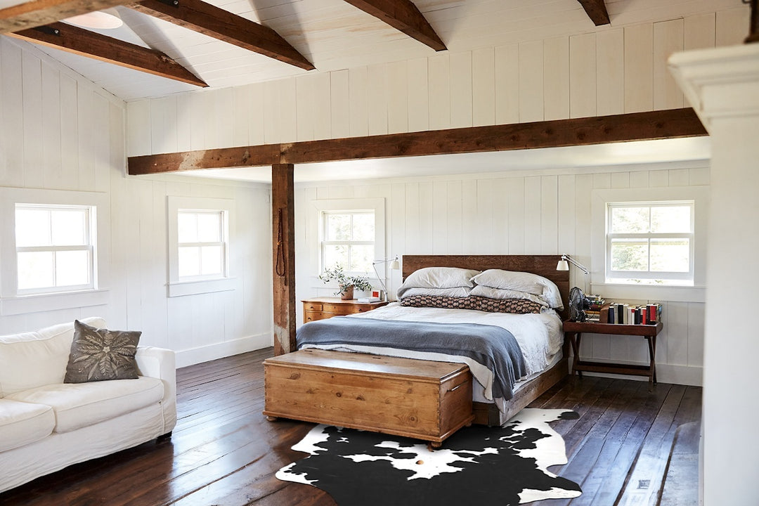 Black and White X-Large European Cowhide Rug 6'6"H x 6'4"W #A40245 by 