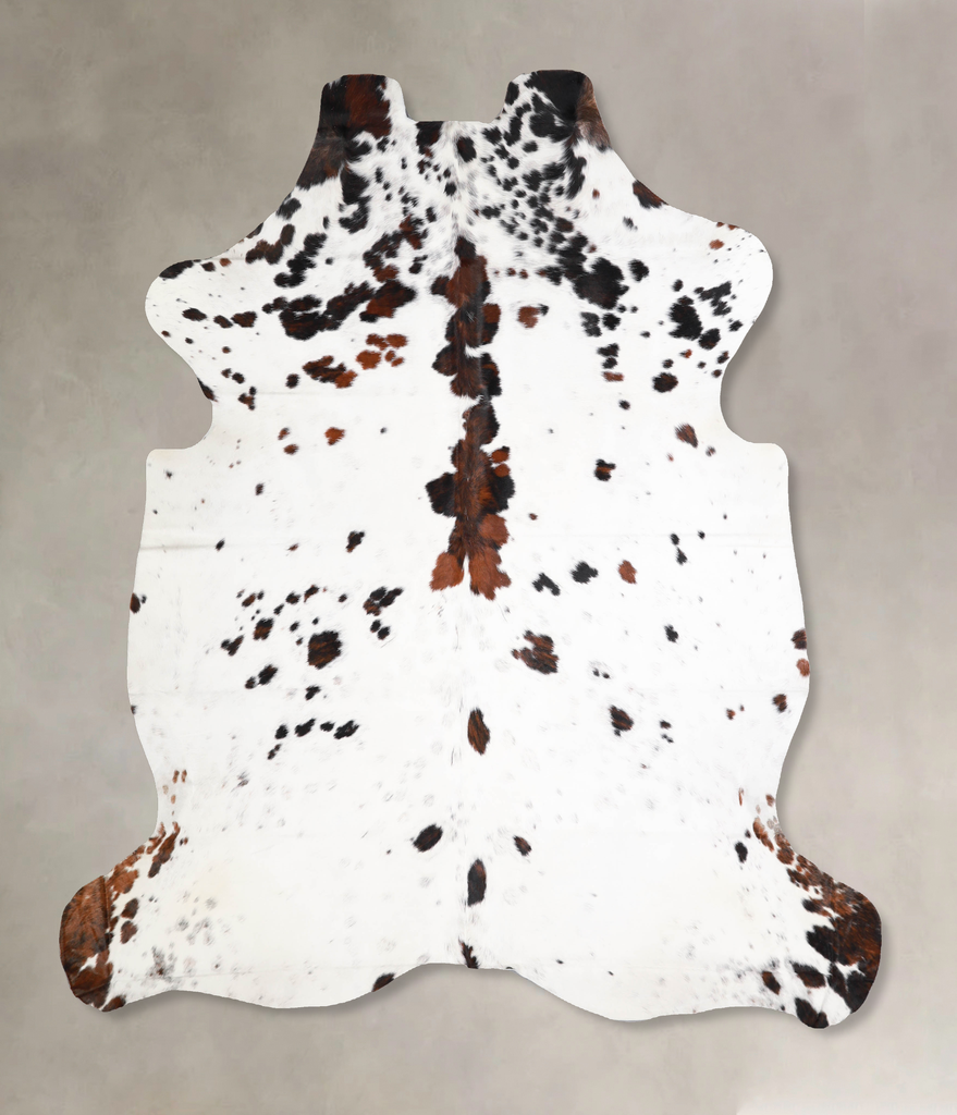 Tricolor X-Large European Cowhide Rug 7'1"H x 6'3"W #A40255 by Hudson Hides