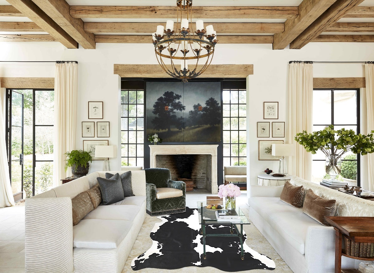 Black and White X-Large European Cowhide Rug 6'9"H x 6'1"W #A40265 by Hudson Hides