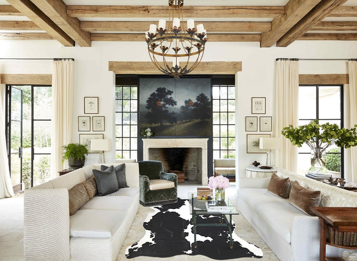 Black and White X-Large European Cowhide Rug 6'9"H x 6'1"W #A40265 by Hudson Hides