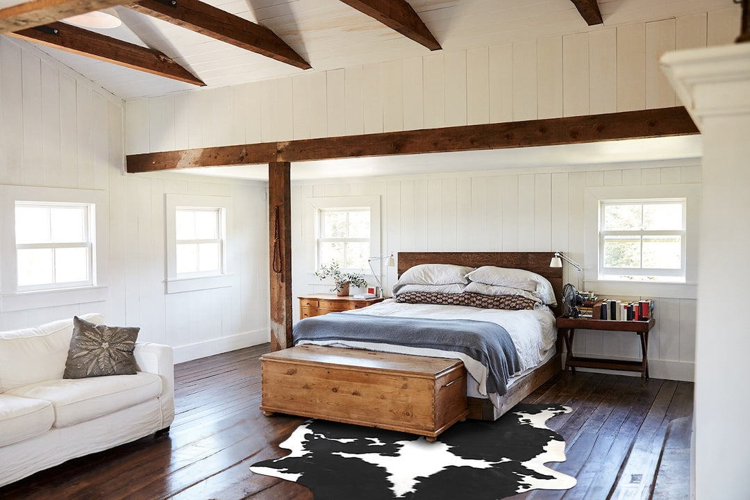 Black and White X-Large European Cowhide Rug 6'9"H x 6'1"W #A40265 by 