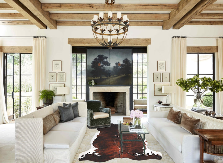 Tricolor X-Large European Cowhide Rug 6'9"H x 6'2"W #A40268 by Hudson Hides
