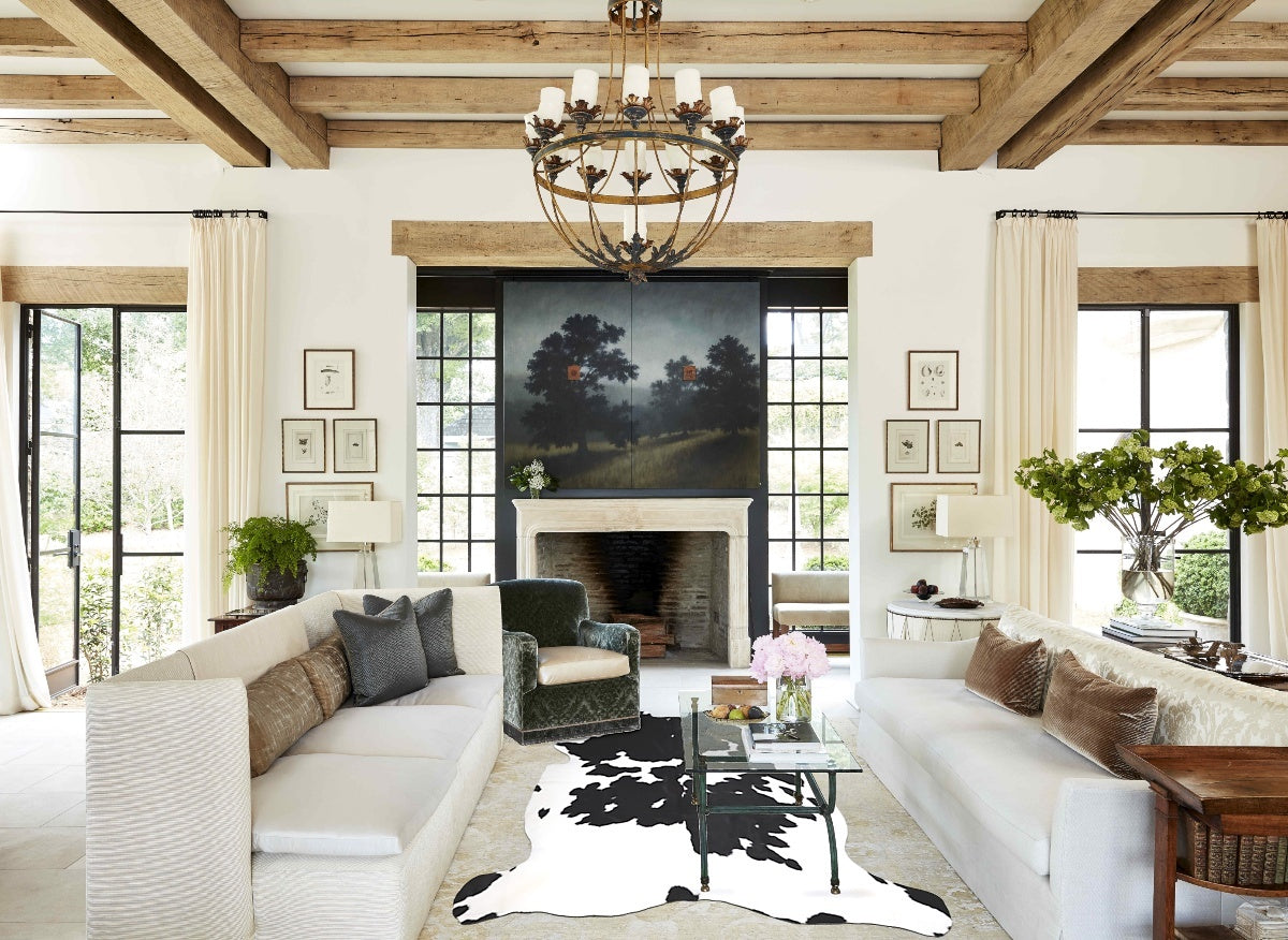 Black and White X-Large European Cowhide Rug 7'0"H x 6'2"W #A40278 by Hudson Hides