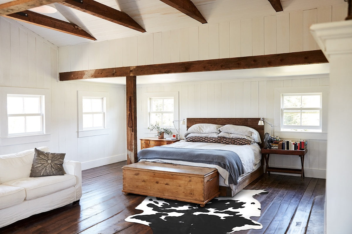 Black and White X-Large European Cowhide Rug 7'0"H x 6'2"W #A40278 by Hudson Hides