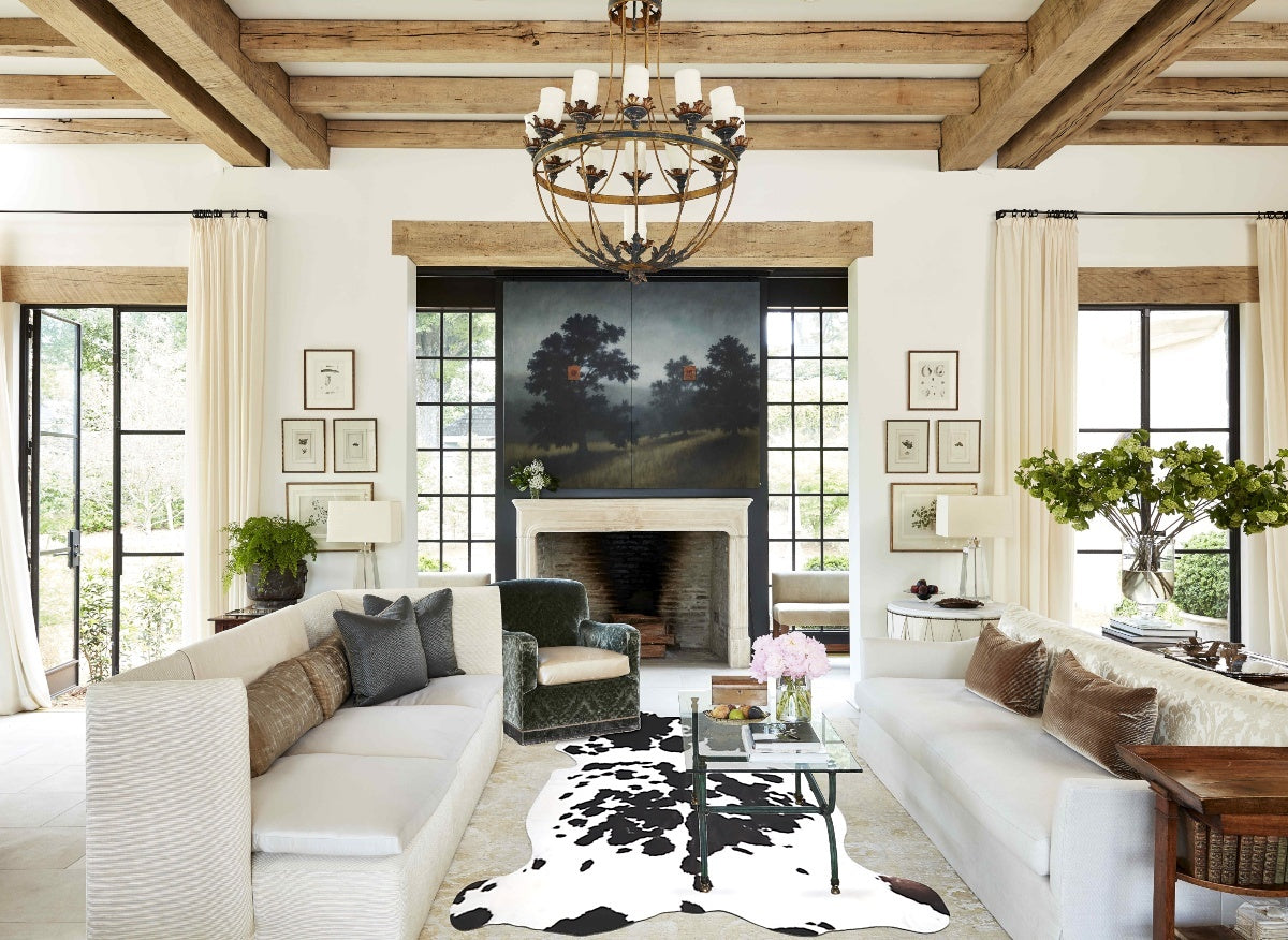 Black and White X-Large European Cowhide Rug 6'10"H x 6'0"W #A40279 by Hudson Hides