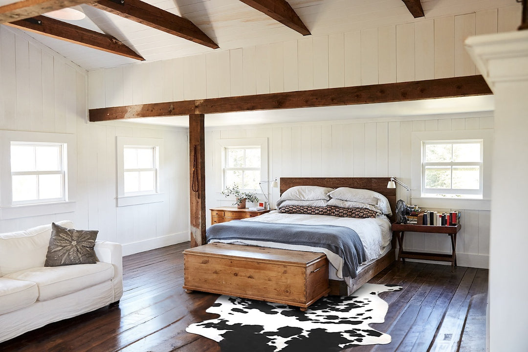 Black and White X-Large European Cowhide Rug 6'10"H x 6'0"W #A40279 by