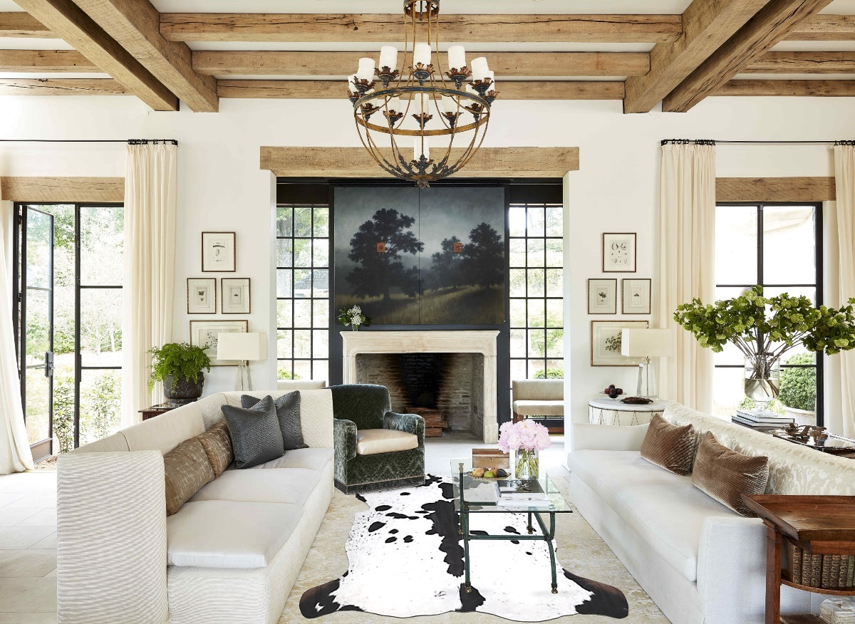 Black and White X-Large European Cowhide Rug 7'0"H x 6'3"W #A40294 by Hudson Hides