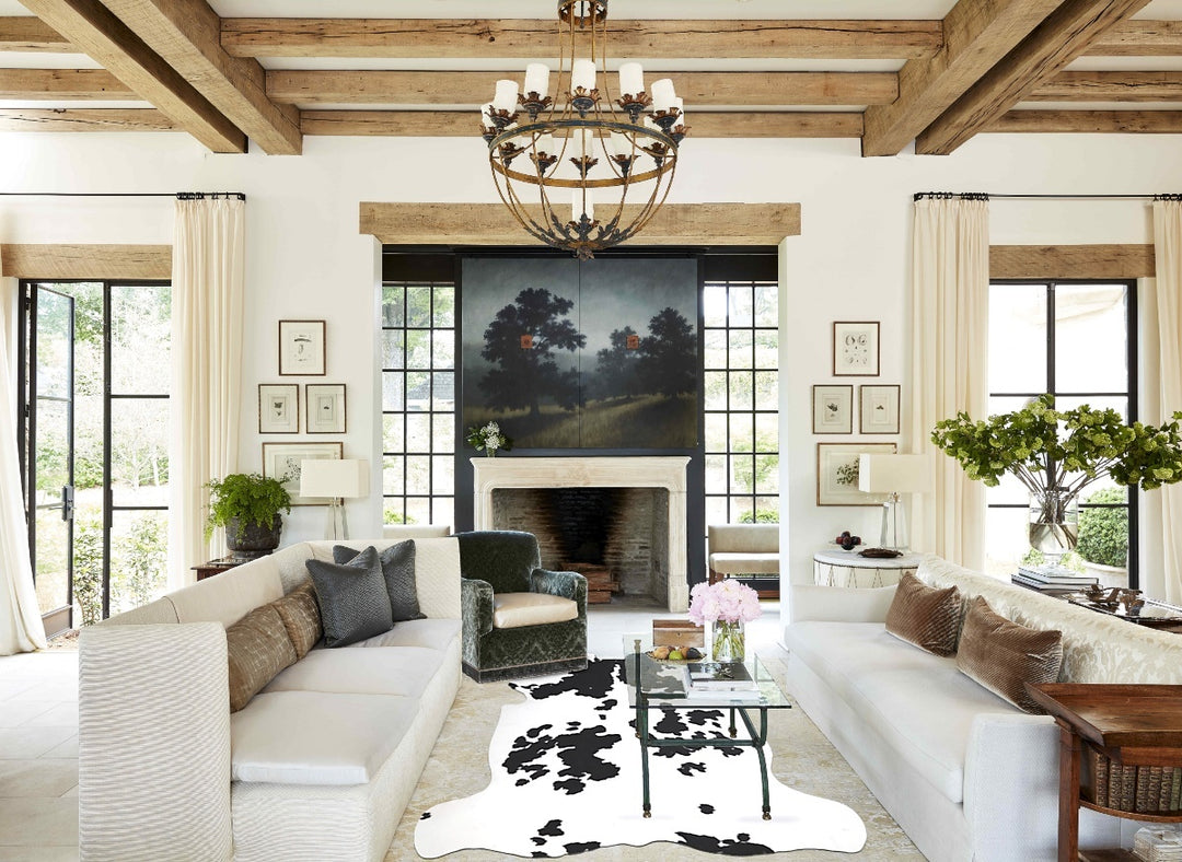 Black and White X-Large European Cowhide Rug 6'6"H x 6'3"W #A40302 by 