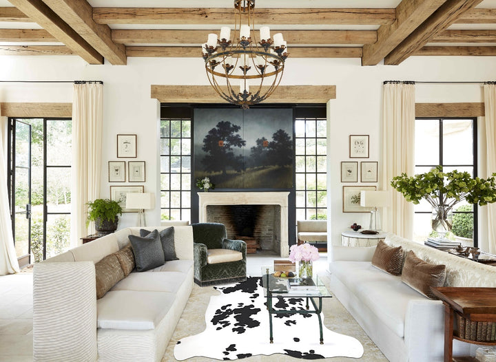 Black and White X-Large European Cowhide Rug 6'6"H x 6'3"W #A40302 by Hudson Hides