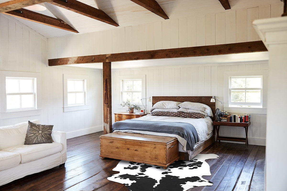 Black and White X-Large European Cowhide Rug 6'6"H x 6'3"W #A40302 by Hudson Hides